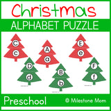Christmas Tree Alphabet and Number Puzzles
