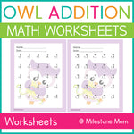 Owl Addition Math Worksheets