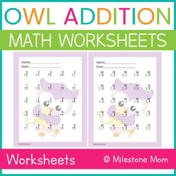 Owl Addition Math Worksheets