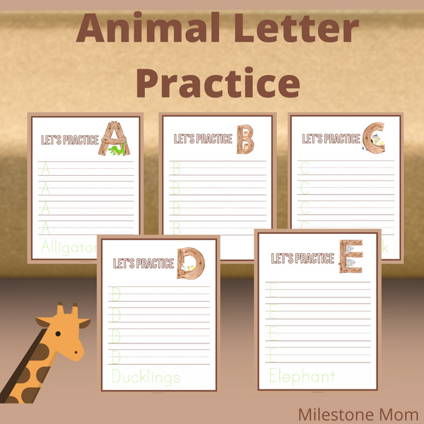 Animal (Capital) Letter and Word Practice Packet A-Z
