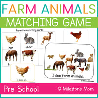 Farm Animals Matching Game and Book