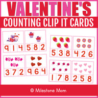 Valentine's Clip It Cards Numbers 1-9