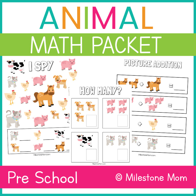 Printable Farm Animal Math Worksheet Packet – Milestone Mom LLC
