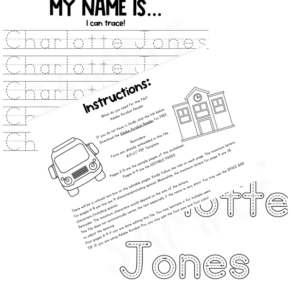 (Editable) Personalized Name Tracing Packet