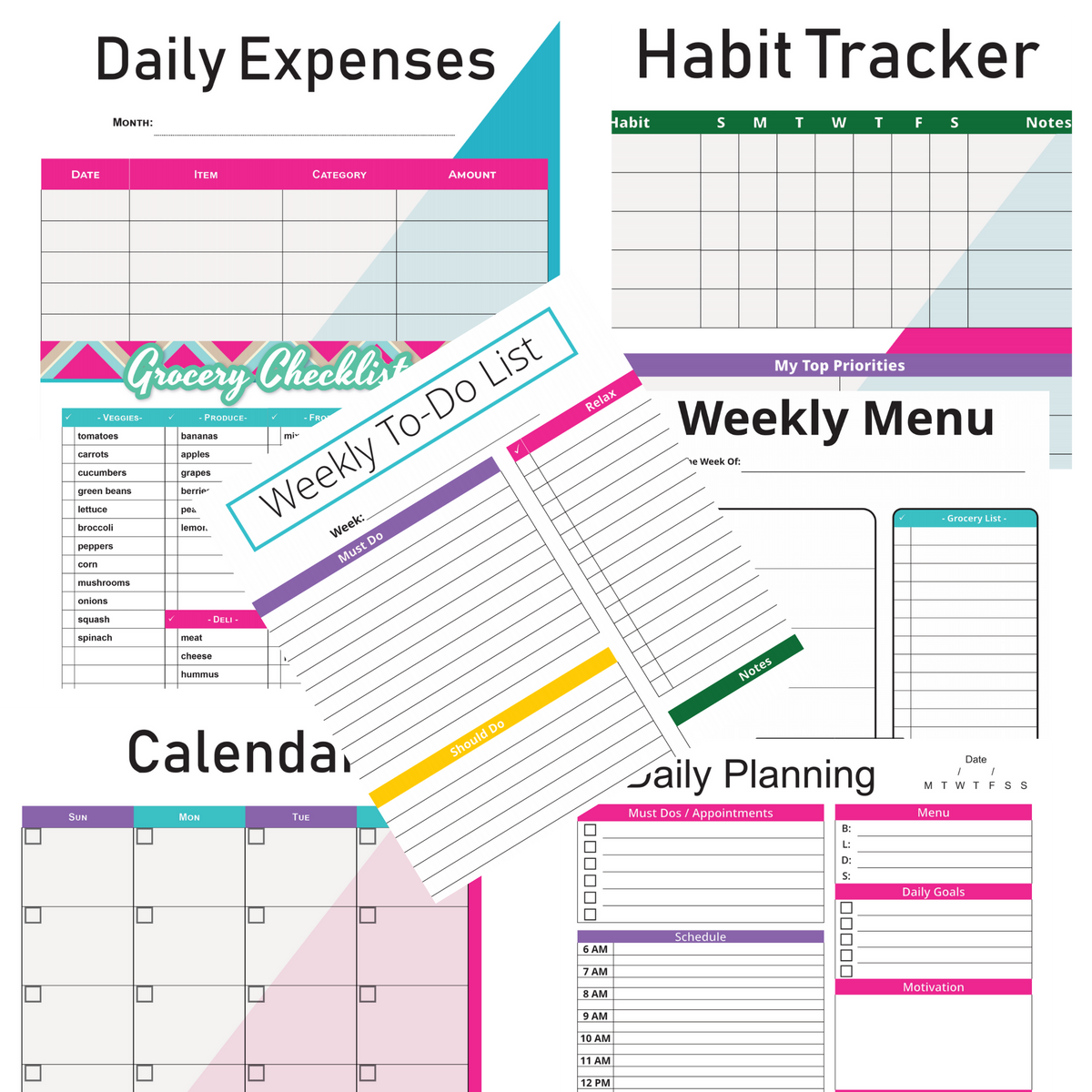 Printable Planner Pages: Productivity Galore!! – Milestone Mom LLC