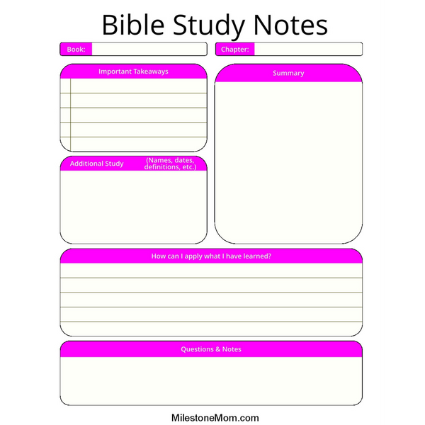 Bible Study Notes Printable